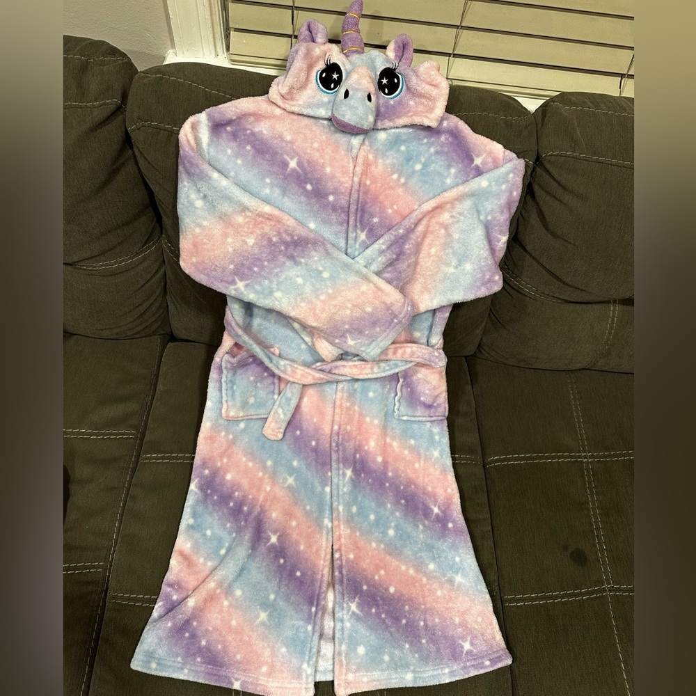 Multicolored unicorn soft plush robe